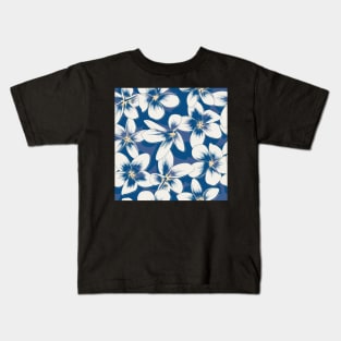 Classic Blue  Frangipani Kids T-Shirt